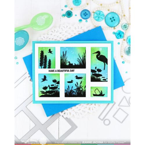 Waffle Flower - Postage Collage Lake Sunset Stamp Set