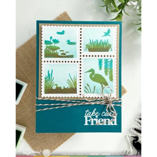 Waffle Flower - Postage Collage Lake Sunset Stamp Set