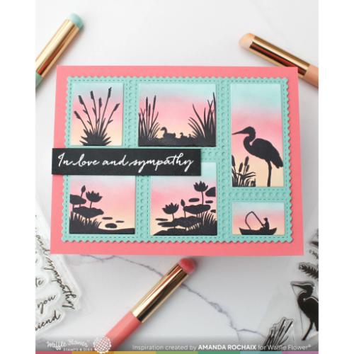 Waffle Flower - Postage Collage Lake Sunset Stamp Set