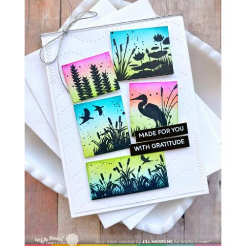 Waffle Flower - Postage Collage Lake Sunset Stamp Set