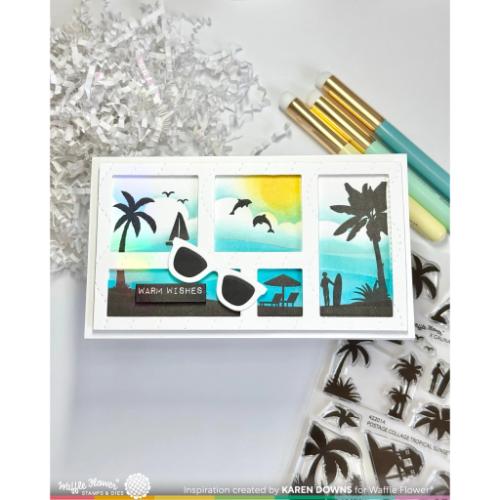 Waffle Flower - Postage Collage Tropical Sunset Stamp Set