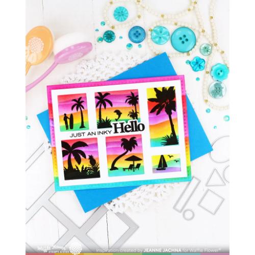 Waffle Flower - Postage Collage Tropical Sunset Stamp Set