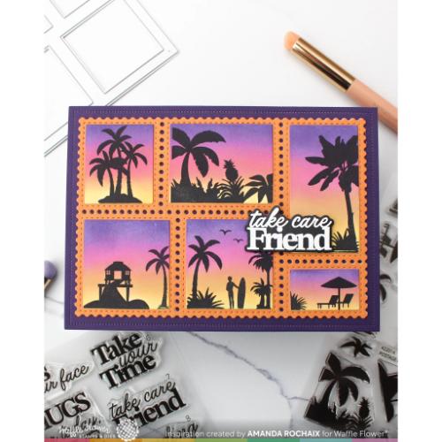 Waffle Flower - Postage Collage Tropical Sunset Stamp Set