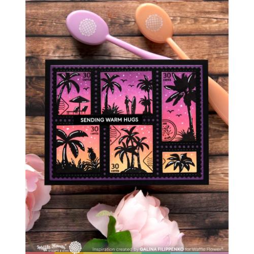 Waffle Flower - Postage Collage Tropical Sunset Stamp Set