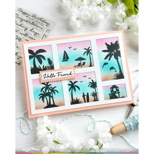 Waffle Flower - Postage Collage Tropical Sunset Stamp Set
