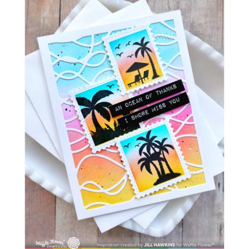 Waffle Flower - Postage Collage Tropical Sunset Stamp Set