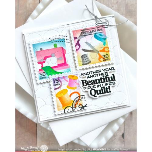 Waffle Flower - Postage Collage Sew Fun Stamp Set