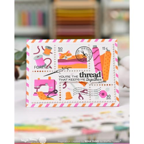 Waffle Flower - Postage Collage Sew Fun Stamp Set