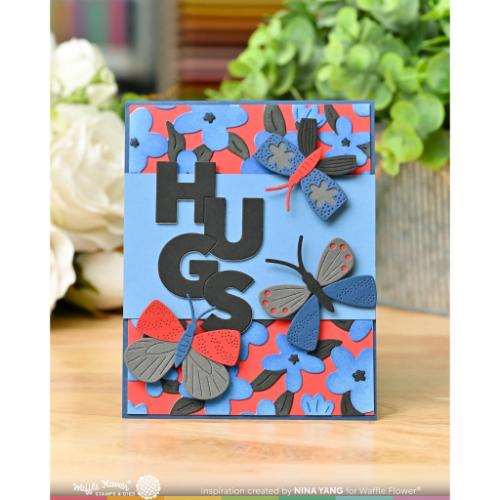 Waffle Flower - Overlapping Vertical Hugs Word Die