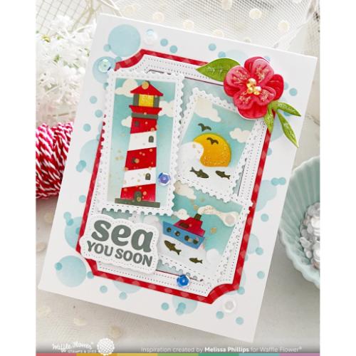 Waffle Flower - Postage Collage Coastal Stencil