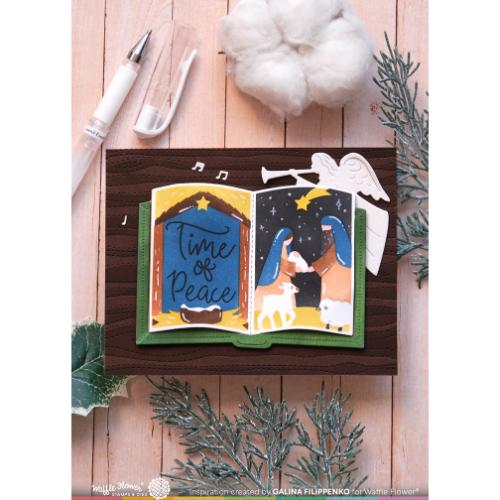 Waffle Flower - Open Book Nativity Stencil