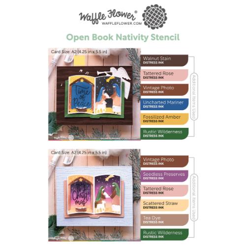 Waffle Flower - Open Book Nativity Stencil