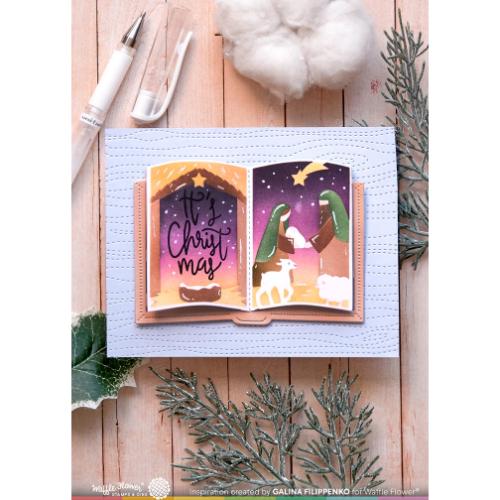 Waffle Flower - Open Book Nativity Stencil