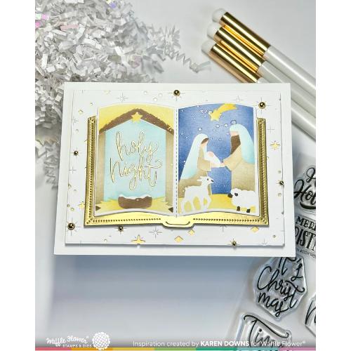 Waffle Flower - Open Book Nativity Stencil