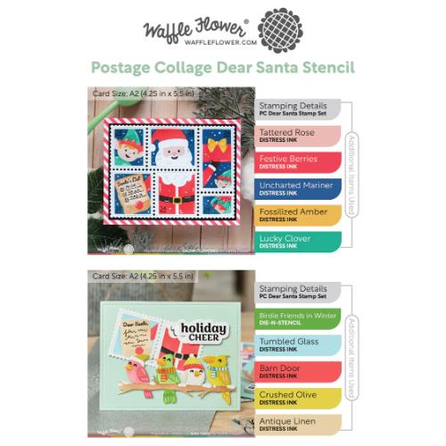 Waffle Flower - Postage Collage Dear Santa Stencil