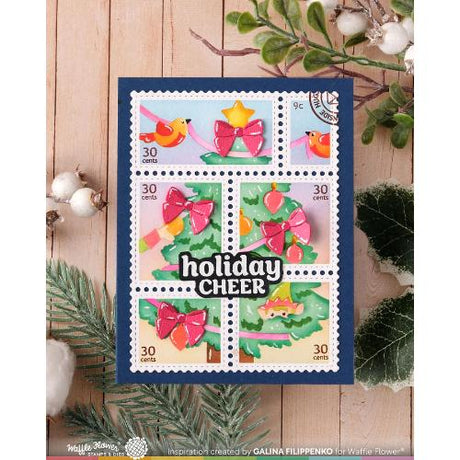 Waffle Flower - Postage Collage Vertical Tree Stencil