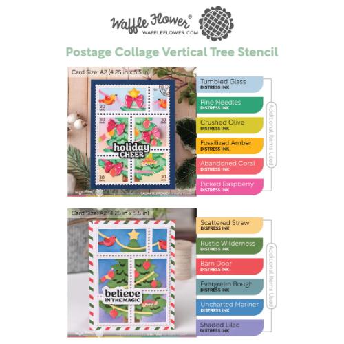 Waffle Flower - Postage Collage Vertical Tree Stencil