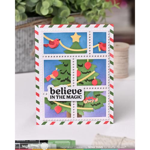 Waffle Flower - Postage Collage Vertical Tree Stencil