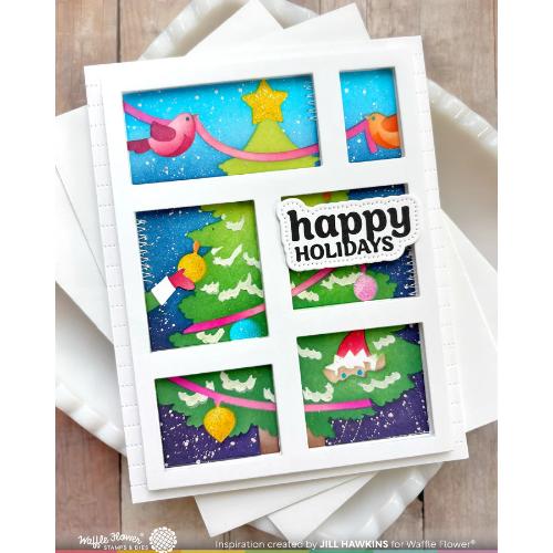 Waffle Flower - Postage Collage Vertical Tree Stencil