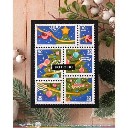 Waffle Flower - Postage Collage Vertical Tree Stencil