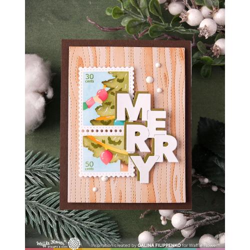 Waffle Flower - Postage Collage Vertical Tree Stencil