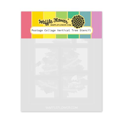 Waffle Flower - Postage Collage Vertical Tree Stencil
