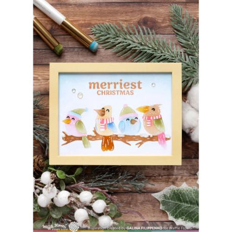 Waffle Flower - Birdie Friends in Winter Stencil