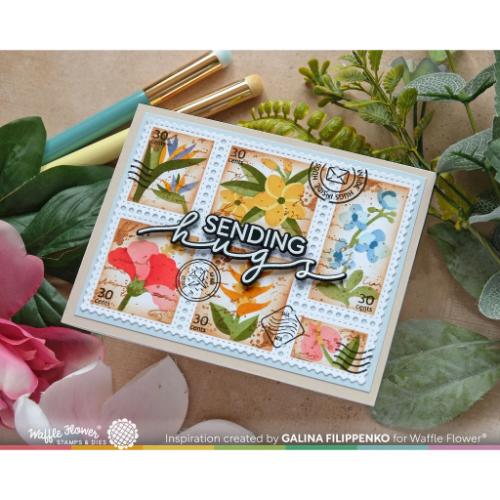 Waffle Flower - Postage Collage Tropical Flowers Stencil