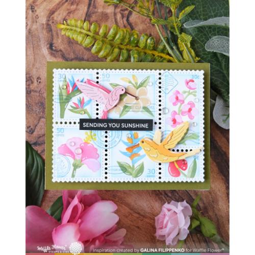 Waffle Flower - Postage Collage Tropical Flowers Stencil