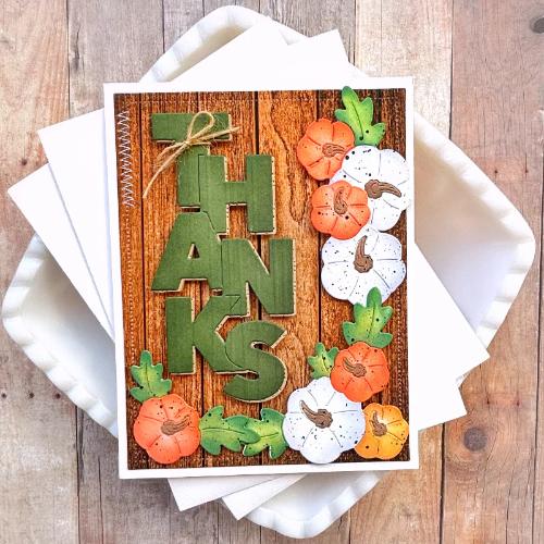 Waffle Flower - Overlapping Vertical Thanks Word Die