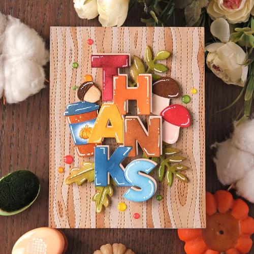 Waffle Flower - Overlapping Vertical Thanks Word Die