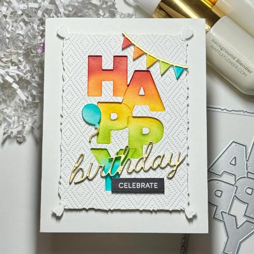 Waffle Flower - Overlapping Vertical Happy Word Die