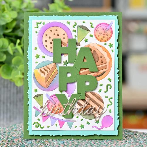 Waffle Flower - Overlapping Vertical Happy Word Die