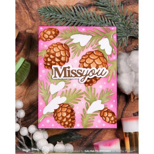Waffle Flower - Snowcapped Pinecone Details Stamp Set