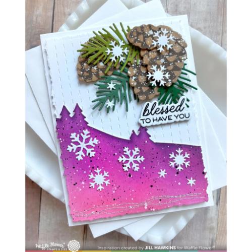 Waffle Flower - Snowcapped Pinecone Details Stamp Set