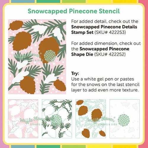 Waffle Flower - Snowcapped Pinecone Stencil