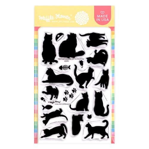 Waffle Flower - Postage Collage Cat Silhouettes Stamp Set