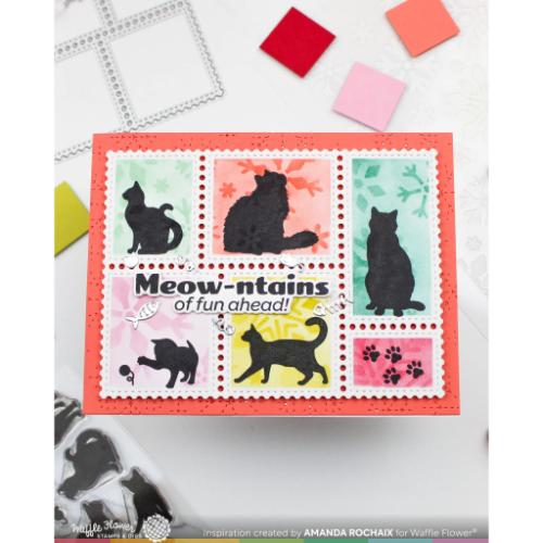 Waffle Flower - Postage Collage Cat Silhouettes Stamp Set