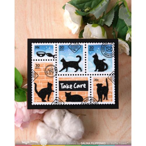 Waffle Flower - Postage Collage Cat Silhouettes Die