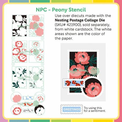Waffle Flower - Nesting Postage Collage Peony Stencil
