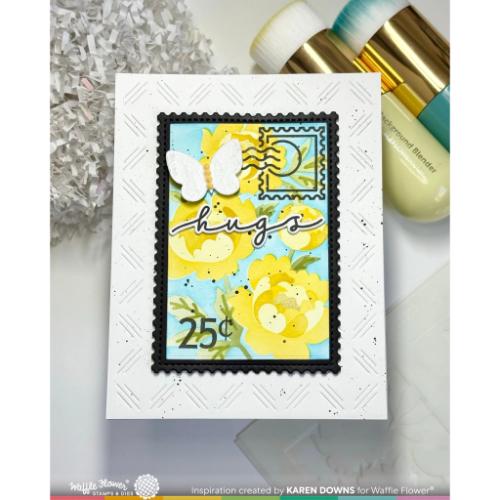 Waffle Flower - Nesting Postage Collage Peony Stencil