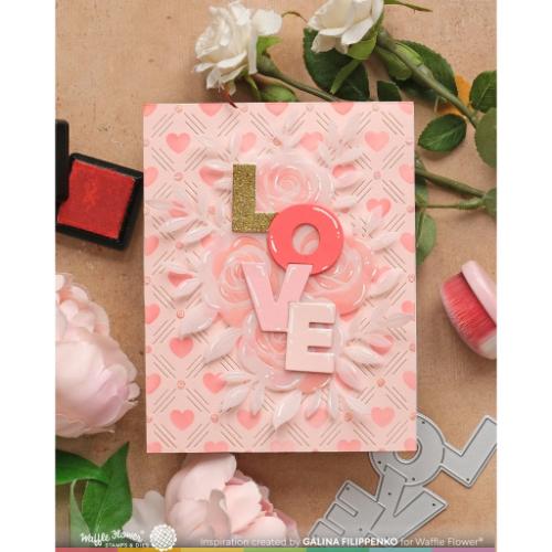 Waffle Flower - Dashed Lattice Hearts Stencil