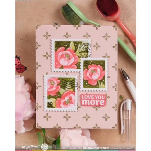 Waffle Flower - Postage Collage Peony Stencil
