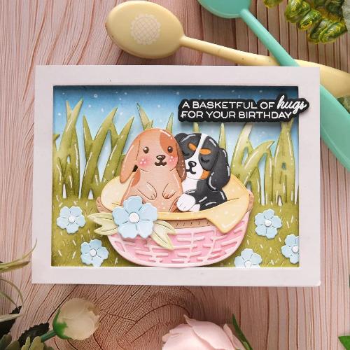 Waffle Flower - Basketful of Puppies Die-n-stencil