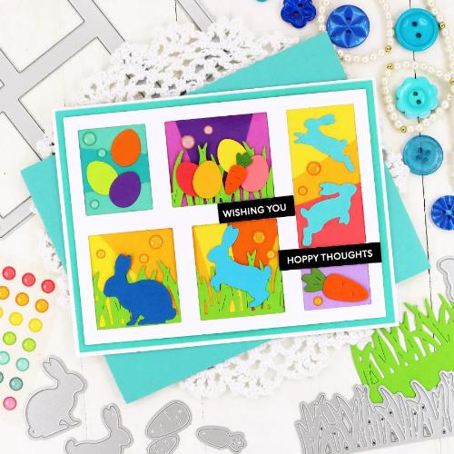 Waffle Flower - Postage Collage Bunny Silhouettes Die