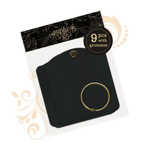 Graphic 45 - Square Tags-Black