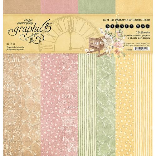 Graphic 45 Little One 12x12 Patterns & Solids Pack - Postage as per Actual