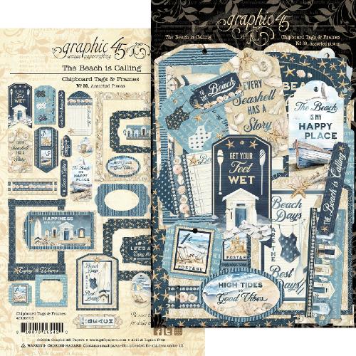 Graphic 45 - The Beach is Calling Chipboard Tags & Frames