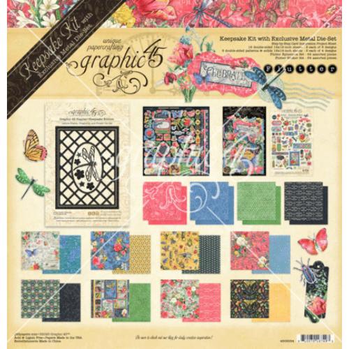 Graphic 45 Flutter Keepsake Kit with Exclusive Metal Die-Set (4503034) - Postage as per Actual