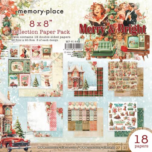 Memory Place Double-Sided Paper Pack 8"X8" 18/Pkg-Merry & Bright